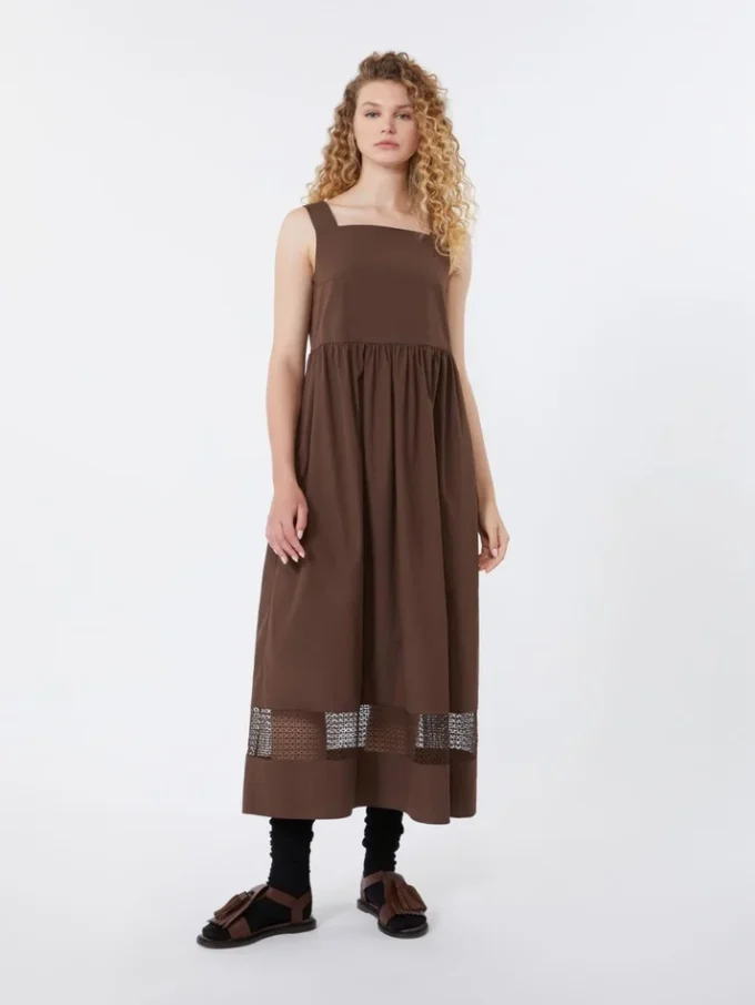 Ärmelloses Kleid aus Baumwollpopeline, schokoladenbraun Ärmelloses Kleid aus Baumwollpopeline, schokoladenbraun