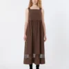 Ärmelloses Kleid aus Baumwollpopeline, schokoladenbraun Ärmelloses Kleid aus Baumwollpopeline, schokoladenbraun
