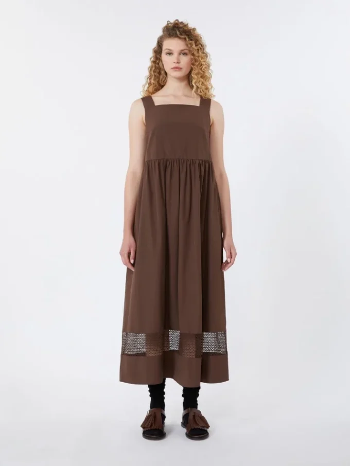 Ärmelloses Kleid aus Baumwollpopeline, schokoladenbraun Ärmelloses Kleid aus Baumwollpopeline, schokoladenbraun