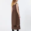 Ärmelloses Kleid aus Baumwollpopeline, schokoladenbraun Ärmelloses Kleid aus Baumwollpopeline, schokoladenbraun