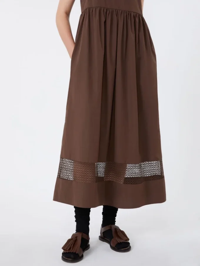Ärmelloses Kleid aus Baumwollpopeline, schokoladenbraun Ärmelloses Kleid aus Baumwollpopeline, schokoladenbraun
