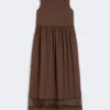 Ärmelloses Kleid aus Baumwollpopeline, schokoladenbraun Ärmelloses Kleid aus Baumwollpopeline, schokoladenbraun