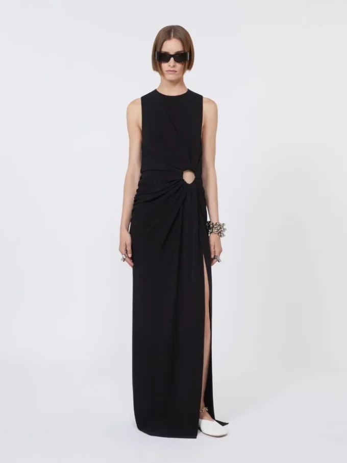 Ärmelloses Kleid aus Stretch-Jersey, schwarz Ärmelloses Kleid aus Stretch-Jersey, schwarz