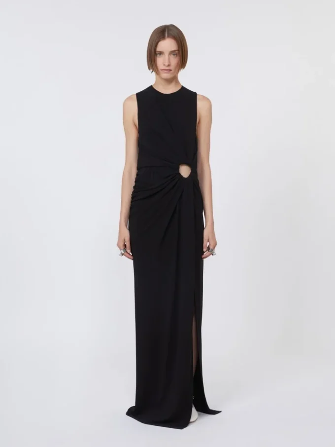 Ärmelloses Kleid aus Stretch-Jersey, schwarz Ärmelloses Kleid aus Stretch-Jersey, schwarz