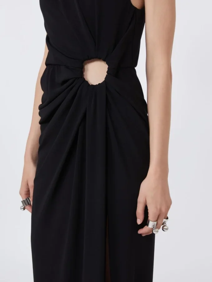 Ärmelloses Kleid aus Stretch-Jersey, schwarz Ärmelloses Kleid aus Stretch-Jersey, schwarz