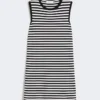 Ärmelloses Kleid aus Viskose-Crêpe-Garn, schwarz Ärmelloses Kleid aus Viskose-Crêpe-Garn, schwarz