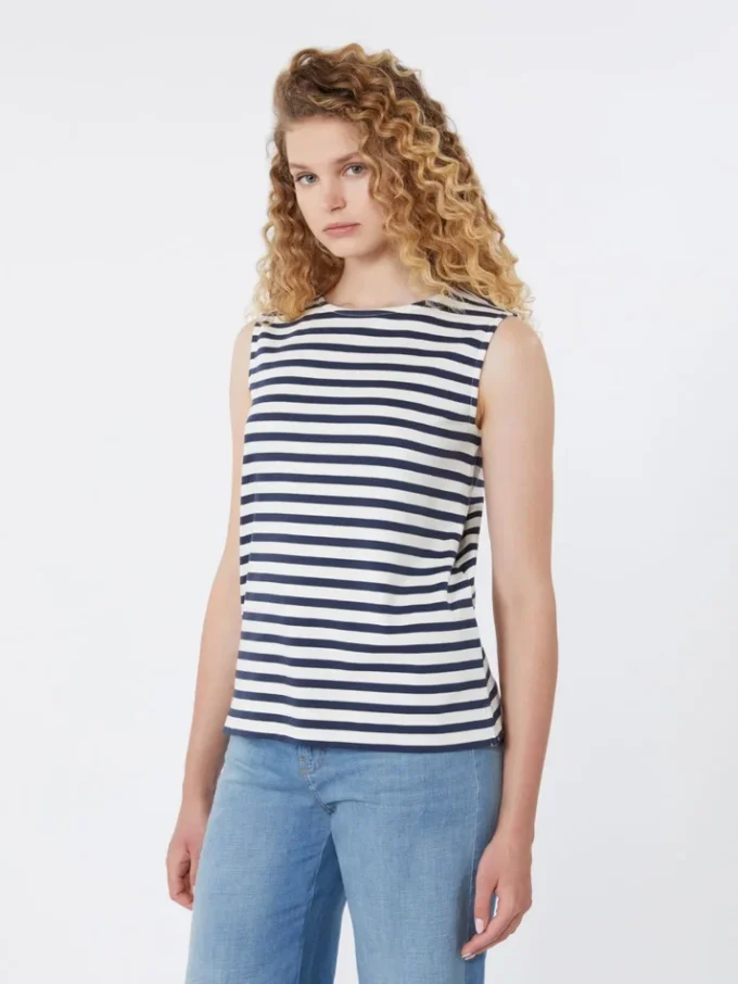 Ärmelloses Oberteil aus Interlock-Jersey, marineblau