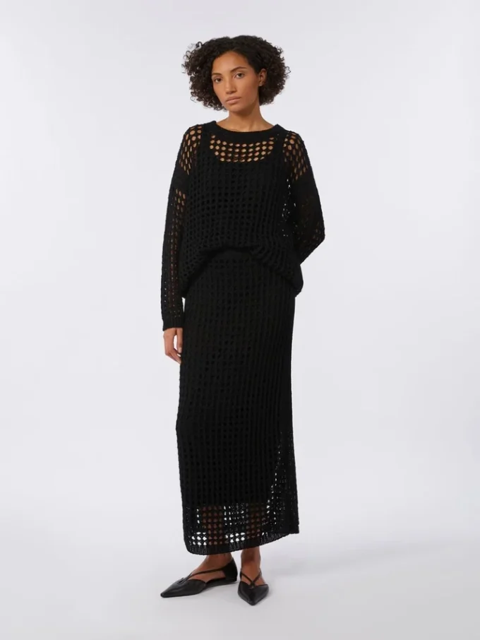 Pullover aus Baumwollmesh, schwarz Pullover aus Baumwollmesh, schwarz