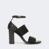 Sandalen aus Kalbsleder und elastischem Gurtband, schwarz Sandalen aus Kalbsleder und elastischem Gurtband, schwarz