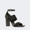 Sandalen aus Kalbsleder und elastischem Gurtband, schwarz Sandalen aus Kalbsleder und elastischem Gurtband, schwarz