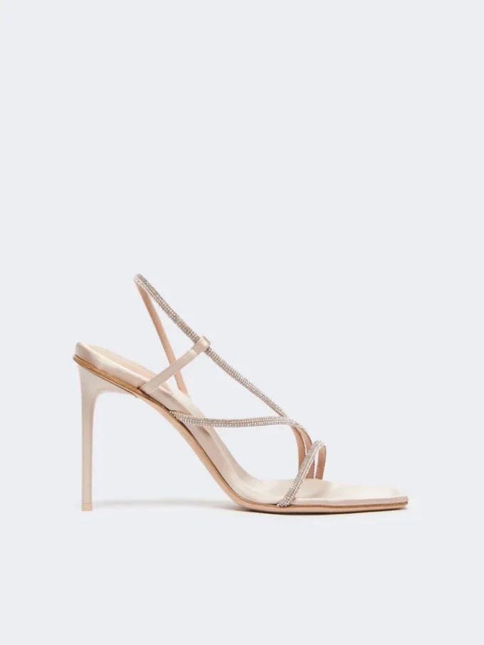 Sandalen aus Satin und Kristallen, Farbe Nude Sandalen aus Satin und Kristallen, Farbe Nude