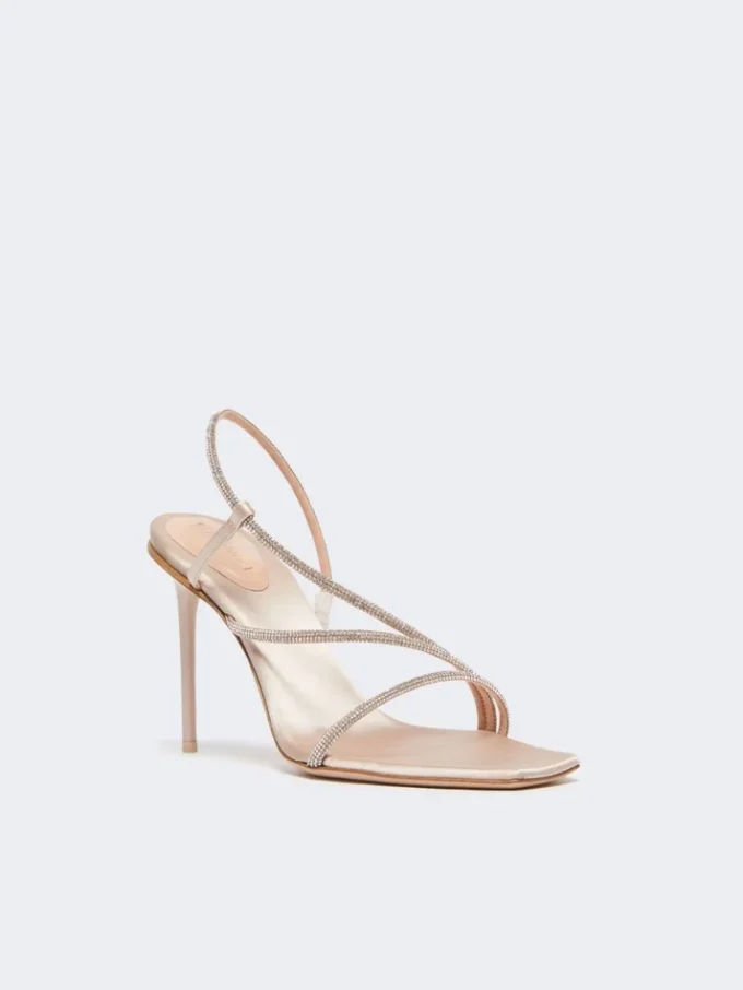 Sandalen aus Satin und Kristallen, Farbe Nude Sandalen aus Satin und Kristallen, Farbe Nude