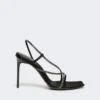 Sandalen aus Satin und Kristallen, schwarz Sandalen aus Satin und Kristallen, schwarz
