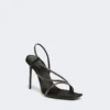 Sandalen aus Satin und Kristallen, schwarz Sandalen aus Satin und Kristallen, schwarz