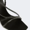 Sandalen aus Satin und Kristallen, schwarz Sandalen aus Satin und Kristallen, schwarz