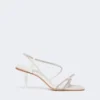 Sandalen aus Satin und Strass, elfenbeinfarben