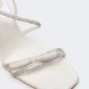 Sandalen aus Satin und Strass, elfenbeinfarben