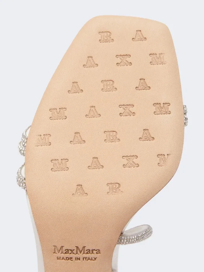 Sandalen aus Satin und Strass, elfenbeinfarben