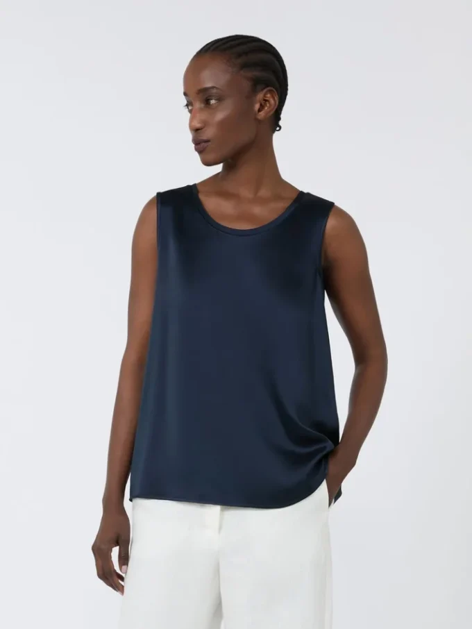 Satin-Oberteil, mitternachtsblau Satin-Oberteil, mitternachtsblau