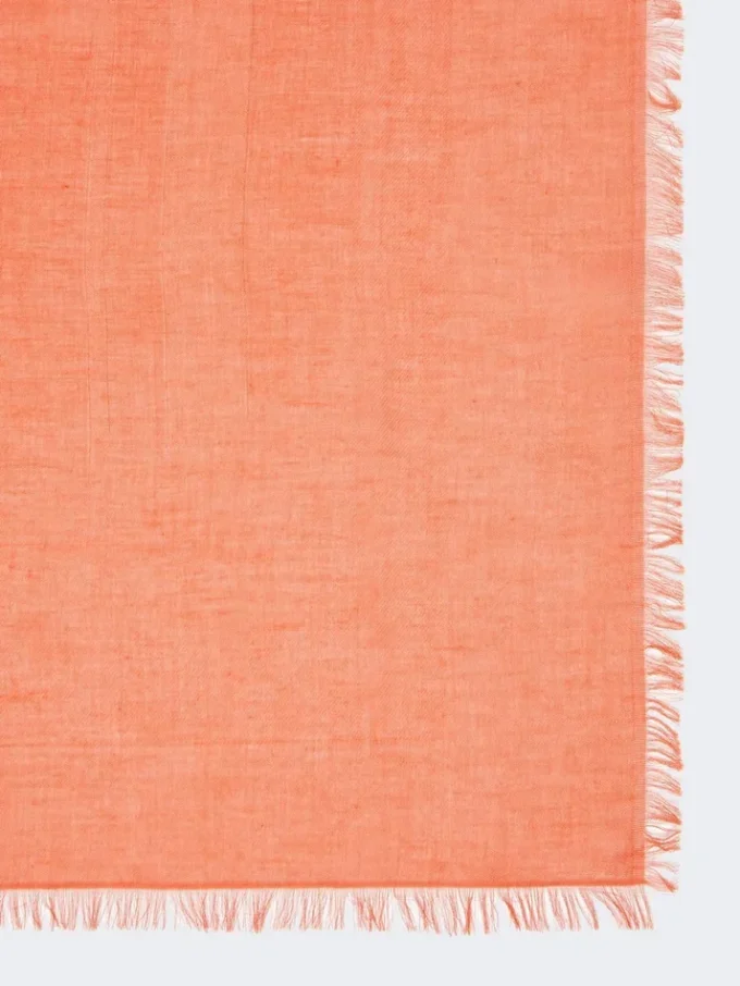 Schal aus Baumwolle, Modal und Kaschmir-Jacquard, korallenrot