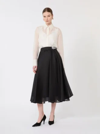 Seidenrock mit Kreisausschnitt, schwarz Seidenrock mit Kreisausschnitt, schwarz