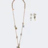 Set mit Blumen- und Kristalldetails, gold Set mit Blumen- und Kristalldetails, gold