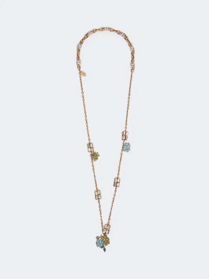 Set mit Blumen- und Kristalldetails, gold Set mit Blumen- und Kristalldetails, gold