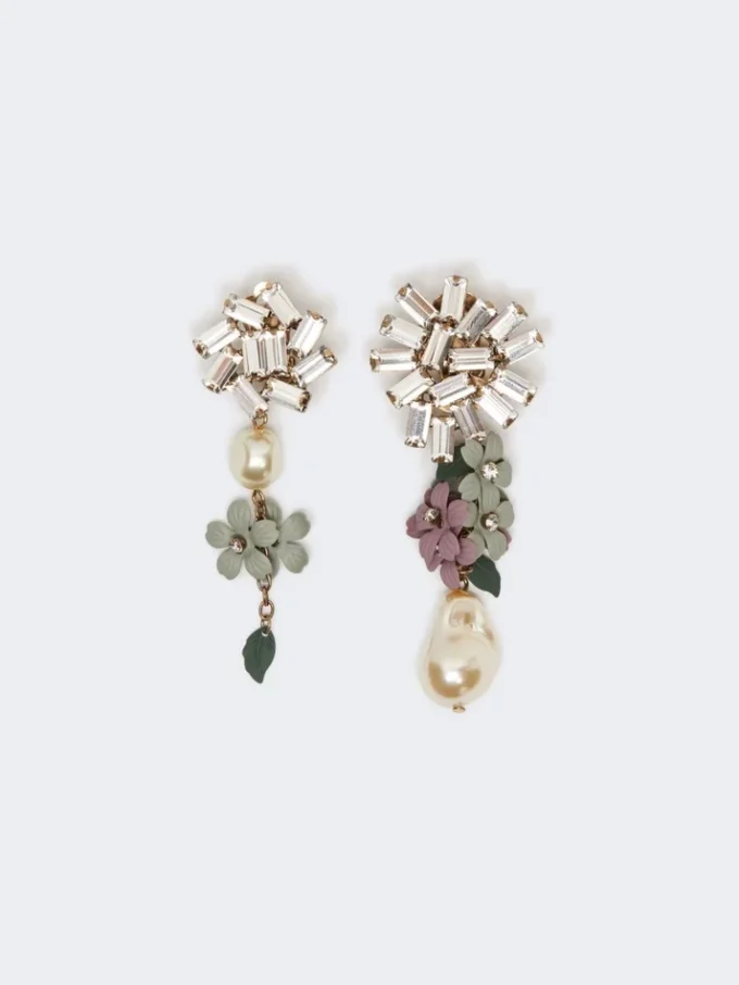 Set mit Blumen- und Kristalldetails, gold Set mit Blumen- und Kristalldetails, gold