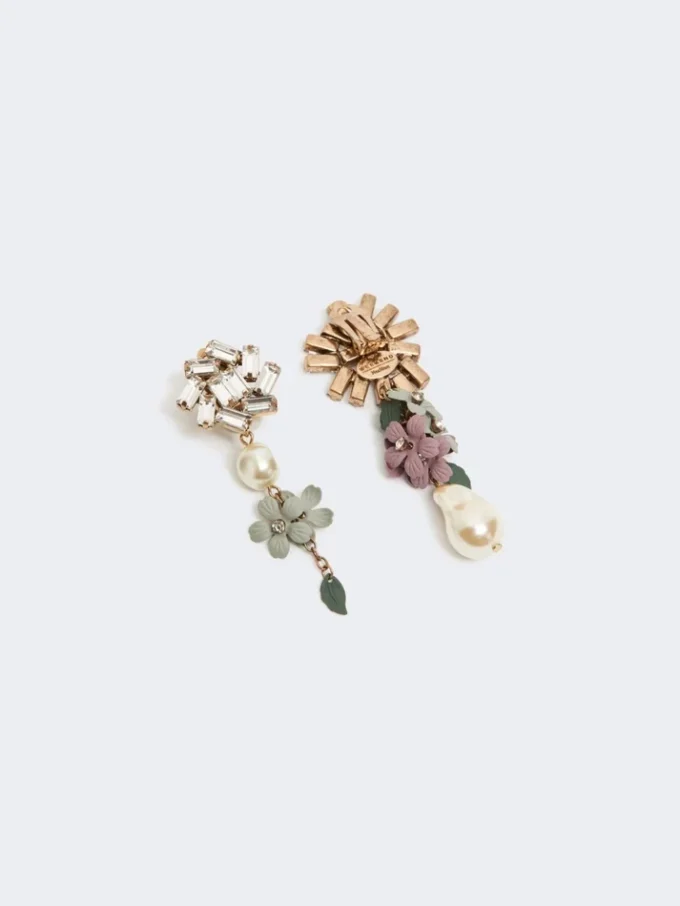 Set mit Blumen- und Kristalldetails, gold Set mit Blumen- und Kristalldetails, gold