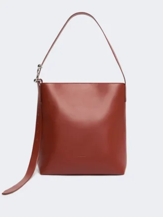 Shopper-Tasche aus Leder mit S-Schnalle, rostrot