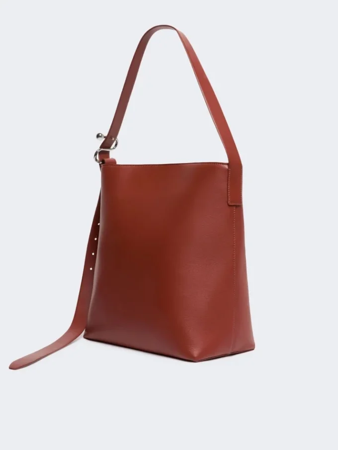 Shopper-Tasche aus Leder mit S-Schnalle, rostrot Shopper-Tasche aus Leder mit S-Schnalle, rostrot