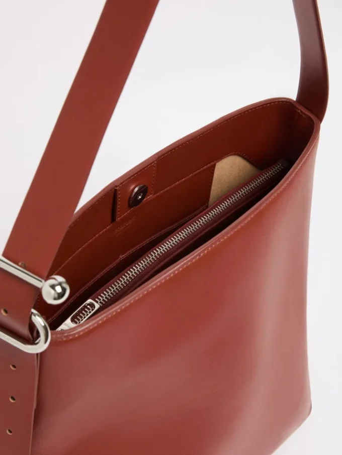 Shopper-Tasche aus Leder mit S-Schnalle, rostrot Shopper-Tasche aus Leder mit S-Schnalle, rostrot