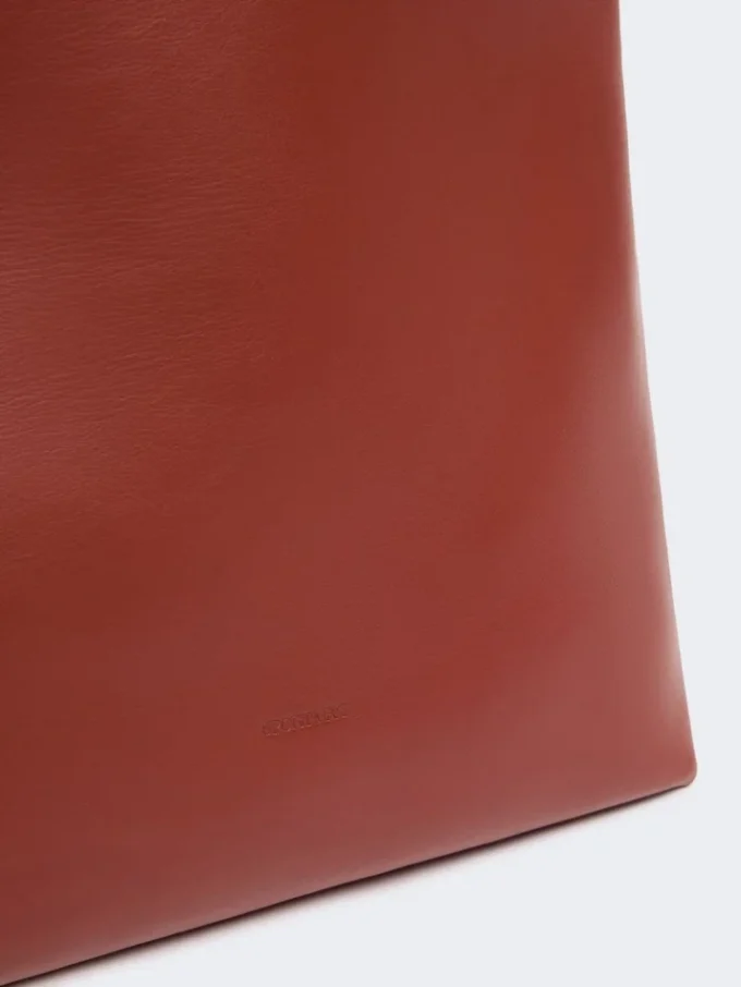 Shopper-Tasche aus Leder mit S-Schnalle, rostrot Shopper-Tasche aus Leder mit S-Schnalle, rostrot
