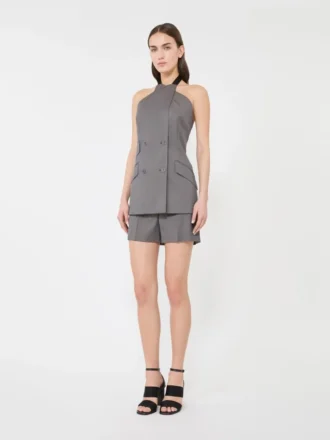 Shorts aus Gabardine-Wolle, mittelgrau