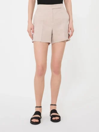 Shorts aus Leinen-Canvas, kamelfarben