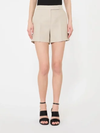 Shorts aus Leinen im Korbgeflecht-Look, sandfarben