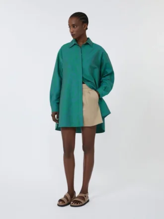 Shorts aus Stretch-Baumwollsatin, khaki