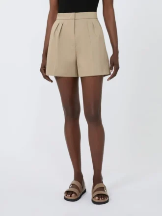 Shorts aus Stretch-Baumwollsatin, khaki