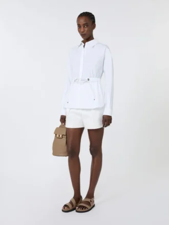 Shorts aus Stretch-Baumwollsatin, Seide