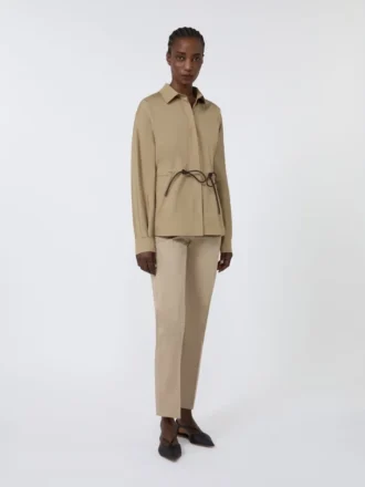 Slim-Fit-Hose aus Baumwollsatin, khaki