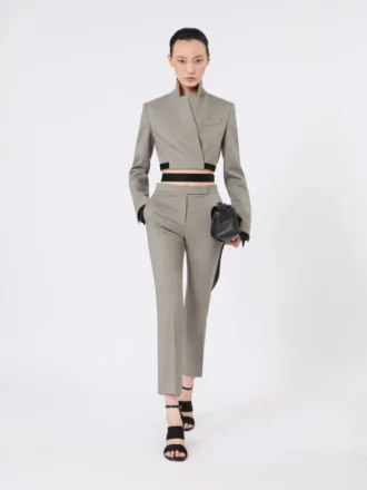 Slim-Fit-Hose aus Wolle, Mohair und Seide, mittelgrau