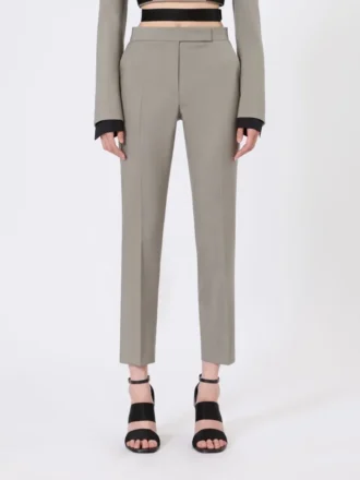 Slim-Fit-Hose aus Wolle, Mohair und Seide, mittelgrau