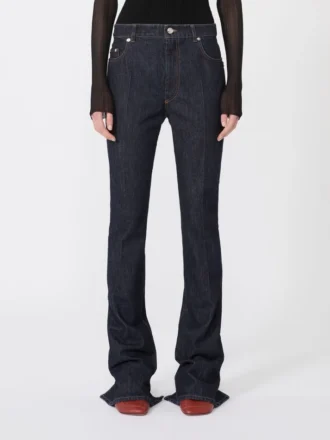 Slim-Fit-Jeans mit ausgestelltem Saum, mitternachtsblau