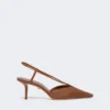 Slingbacks aus Canvas in Raffia-Optik, bernsteinbraun Slingbacks aus Canvas in Raffia-Optik, bernsteinbraun