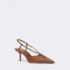 Slingbacks aus Canvas in Raffia-Optik, bernsteinbraun Slingbacks aus Canvas in Raffia-Optik, bernsteinbraun
