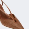 Slingbacks aus Canvas in Raffia-Optik, bernsteinbraun Slingbacks aus Canvas in Raffia-Optik, bernsteinbraun