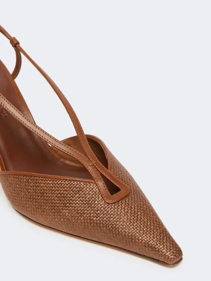Slingbacks aus Canvas in Raffia-Optik, bernsteinbraun Slingbacks aus Canvas in Raffia-Optik, bernsteinbraun