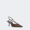 Slingbacks aus Canvas in Raffia-Optik, dunkelbraun Slingbacks aus Canvas in Raffia-Optik, dunkelbraun
