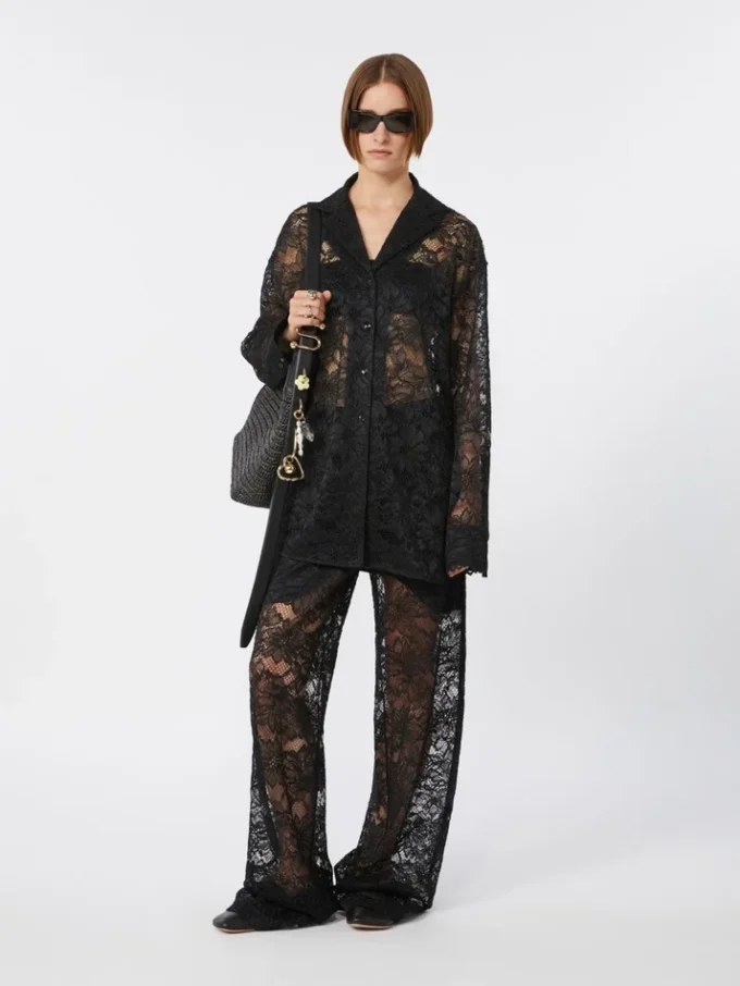 Blumen-Spitzenjacke, schwarz Blumen-Spitzenjacke, schwarz