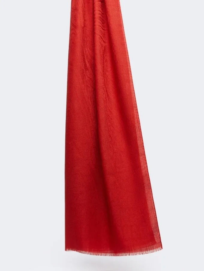 Stola aus Jacquard-Garn aus Wolle und Seide, rot
